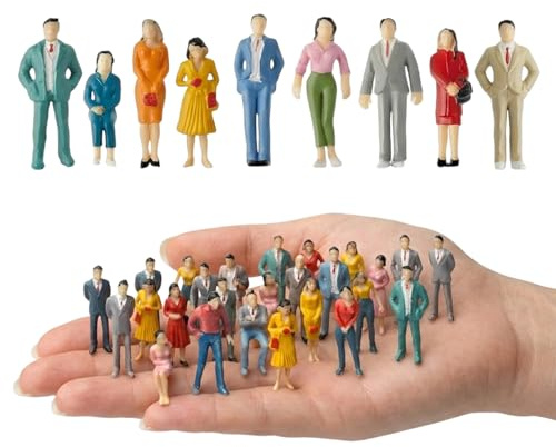 WuiCtvz Miniatur Menschen,40 Stück Mini Figuren, Modelleisenbahn-Miniaturfiguren, Miniaturfiguren-Set，Detaillierte Modellbau-Figuren für Dioramen, Architekturmodelle und Sammlerstücke(Maßstab 1:50)