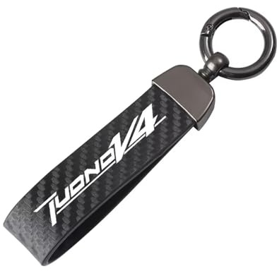 Motorrad Schlüsselanhänger Schlüsselring aus Leder und Carbonfaser für Aprilia Racing Tuono V4 zubehör,Black-A