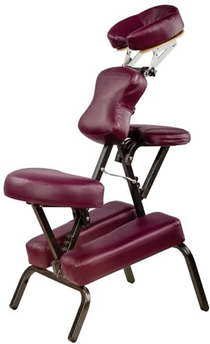 MOVIT Chaise Massage - Pliante, avec Sac, Charge Max 200kg, Bourgogne - Siège de Tatouage, Kinésithérapie, Station Massante
