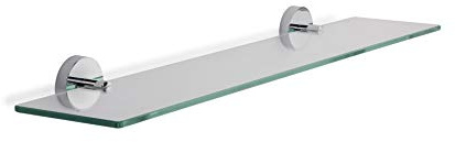 Croydex QM411441 Pendle Flexi-Fix Glass Shelf, Silver
