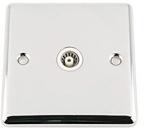 A5 TVS1GCCWH 1 Gang Classic Chrome Polished TV Coaxial Aerial Single Socket with White Insert