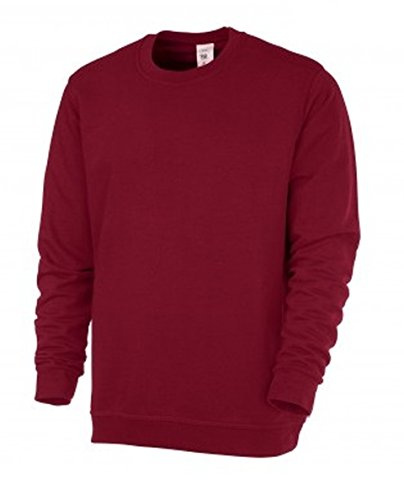 BP 1623-193-82-XL Unisex-Sweatshirt, Lange Ärmel, Rundhalsausschnitt, Strickbündchen an Ärmeln und Saum, 320,00 g/m² Verstärkte Baumwolle, weinrot, XL