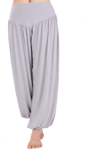 HOEREV Marke Super weiche Modal Spandex Harem Yoga Pilates Hosen, Gr.-XX-Large,Grau