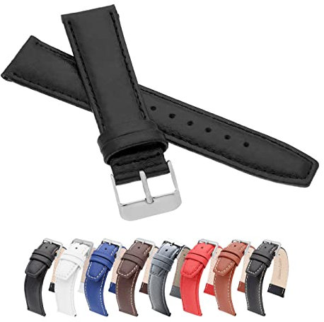 MARCHEL Lederarmband 20 mm WB10 Schwarz Uhrenarmband Genarbt