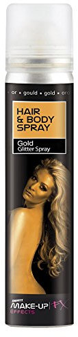 Smiffys Haarund Körperspray, Gold, Glitzer, 75ml Dose Halloween