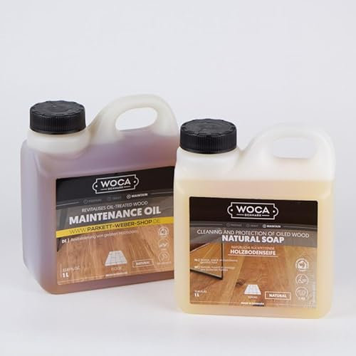 werketto Pflegeset - Woca Pflegeöl Natur + Holzbodenseife Natur - 2x 1 Liter