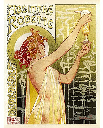 Wee Blue Coo Advert Absinthe Robette Belgium Classic Food Drink Vintage Art Print Poster Wall Decor Kunstdruck Poster Wand-Dekor-12X16 Zoll