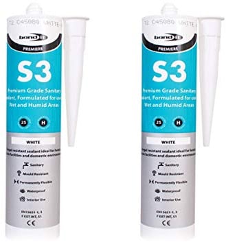 2x S3 Clear Sanitary Silicone Sealant Bath Sink Shower Anti Mould Fungal