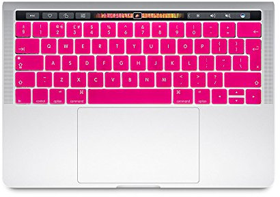 Se7enline Compatible with New Macbook Pro Touch Bar Keyboard Cover Silicone Laptop Skin (UK Layout) for MacBook Pro 13 15 inch A1706/A1707/A1989/A1990 2016/2017/2018/2019/2020, Hot Pink