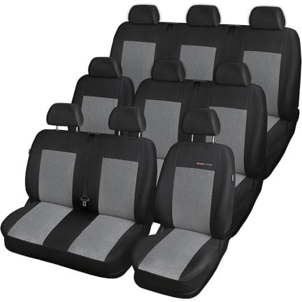 Mossa - Maßgeschneiderte Sitzbezüge Auto kompatibel mit Renault Trafic III Van (2014- ) 9 Sitze (Nicht Geteilte Sitzfläche) - Autositzbezüge Schonbezüge für Autositze - E2