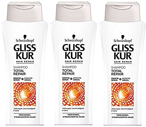 Schwarzkopf Gliss Kur Shampoo, Total Repair, 3er Pack (3 x 250 ml)