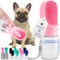 MalsiPree Hunde Wasserflasche - Auslaufsicher & Tragbarer Welpen Wasserspender mit Trinkfutterstation für Haustiere - Hundezubehör zum Spazierengehen, Wandern, Reisen - Welpen Zubehör - Rosa, 350ML