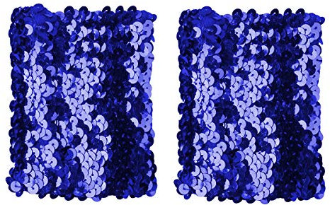 CHICTRY Damen Glänzend Pailletten Armstulpen Fingerlose Handschuhe Wrist Stulpen Braut Brautjungfer Handschuhe Hochzeit Party Cosplay Blau Einheitsgröße