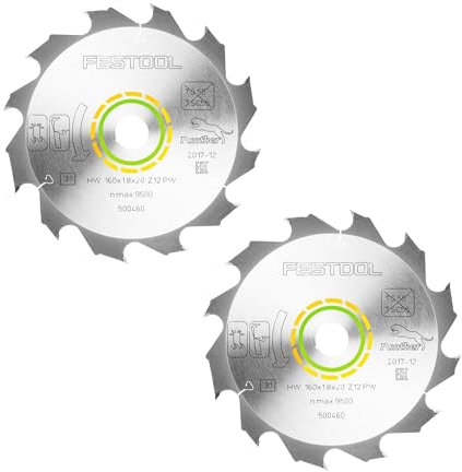 Festool PW12 Lot de 2 lames de scie circulaire en bois 160 x 1,8 x 20 mm 160 mm 12 dents (2 x 500460) HKC TS