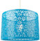 Unique Marrakech Designed Matt Teal Metal Circular Pendant Light Shade with Floral Decor | 30cm Diameter | Maximum 60watt Bulb Allowed by Happy Homewares