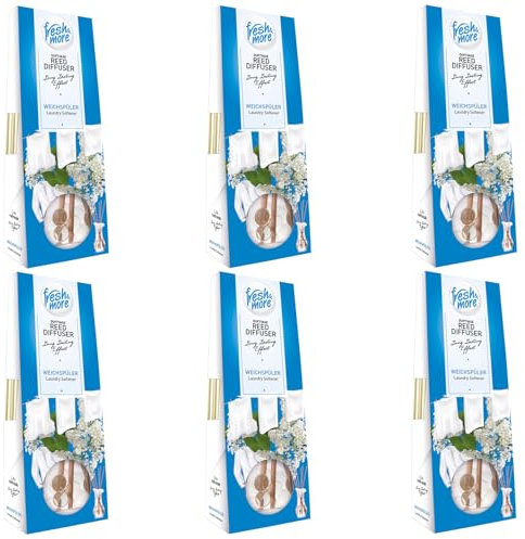 Fresh & More Duftvase Raumduft Diffuser (6er Pack) Weichspüler 35ml