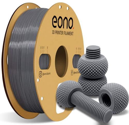 EONO PETG Filament 1,75 mm Stärkere Zähigkeit PETG 3D Drucker Filament 1 kg (2,2 Pfund) Maßgenauigkeit +/- 0,03 mm für FDM 3D Druck, PETG Grau