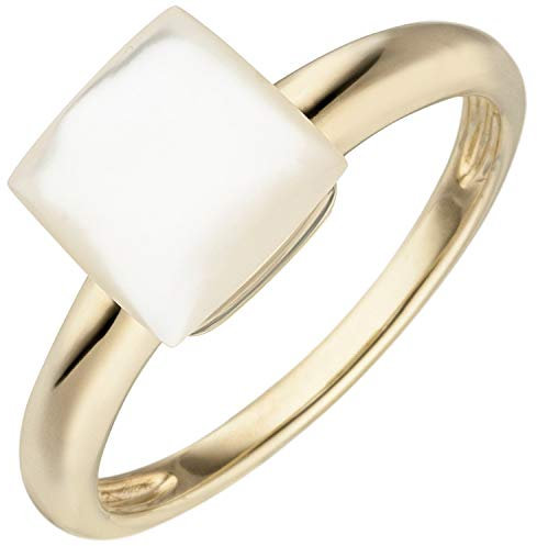 Jobo Damen-Ring aus 925 Sterling Silber vergoldet mit Perlmutt-Einlage Größe 56