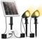 MEIHUA Solarstrahler für Außen 2700K-6000K mit Fernsteuerung 3 Helligkeit Einstellbar 2 Dynamische Modi IP66 Wasserdichte Solarlampen für außen Timer Gartenleuchte für Haus, Sträucher, Bäume 2 Stück