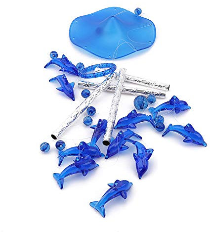 QINIZX Blaues Acryl-Delfin-Windspiel, Dekoration für Außen- und Innenbereich, Garten, Yark, Terrasse und Heimdekoration, Windspiel, Glocke, hängendes Ornament, Geschenk für Freunde, Festival und