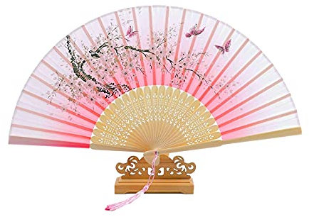 Ventilateur de soie Ventilateur de cerisier japonais Ventilateur de cerise Ventilateur à la main Décoration Ornements Ornements Mariage Party Dance Accessoires DUO ER