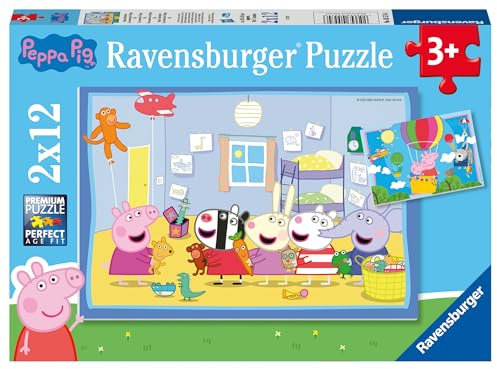 Ravensburger Kinderpuzzle 05574 - Peppas Abenteuer - 2x12 Teile Peppa Pig Puzzle für Kinder ab 3 Jahren