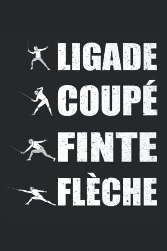 Fechten Vokabular Ligade Coupé Finte Fléche Notizbuch: Fecht-Club Tagebuch 120 Seiten liniertes Papier Handliches Format (15,24 × 22,86 cm entspricht ungefähr DIN A5)