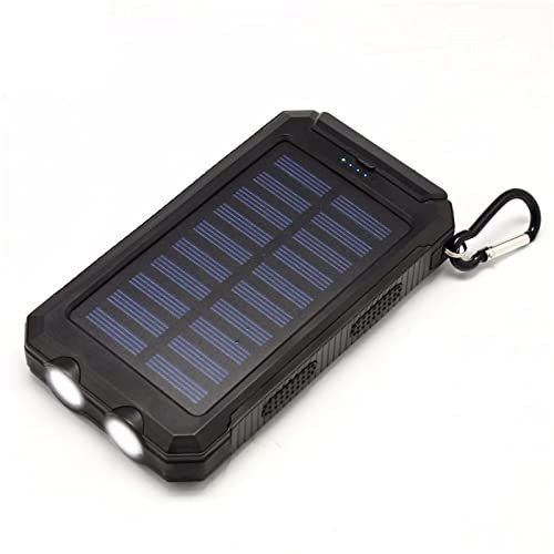 WFEI Banque d'alimentation Solaire 10000mah Power Bank étanche Solaire Solar Powerbank Externe Chargeur de téléphone Mobile Rapide de la Batterie,Noir