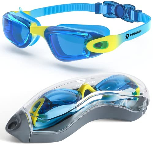 RIOROO Lunettes de Natation pour Enfant, Lunettes de Natation,Protection UV, Antibuée, Joints en Silicone Lunette Piscine Enfant pour Fille Garçon 6-16 Ans