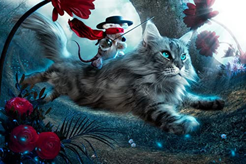 Papier Peint Photo INTISSÉ-CHAT-350x260 cm-(6478AE)-Forêt Surréaliste Animaux Fantastiques Art photographique Colle Inclus Mural Décor Motif Poster Géant Stickers Muraux Optique Moderne Fond Effet XXL