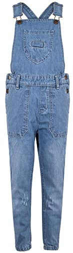 A2Z 4 Kids Girls Denim Dungaree Ripped Jeans Full Length - Dungaree D83 Light Blue 5-6