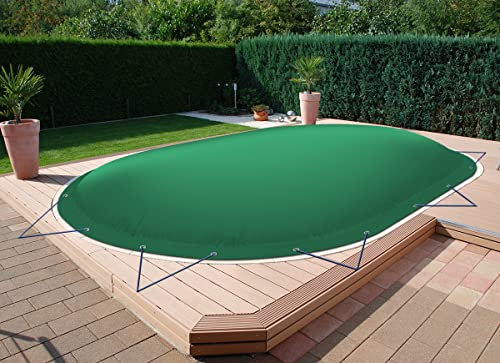 AirDeluxe Ovale aufblasbare Poolplane Schwimmbad Abdeckung aus LKW-Plane - stabile Winter Poolabdeckung (4,50m x 2,50m, Grün)