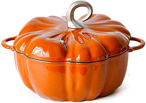 Casseruola con coperchi Casseruola per zuppa Cocotte Casseruola Zucca Carina con Coperchio, Pentola per stufato, Ghisa, Buona Tenuta