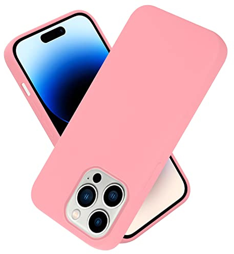 Cadorabo Hülle kompatibel mit Apple iPhone 14 PRO MAX Hülle Silikon Handyhülle für iPhone 14 PRO MAX Case aus flüssigem Silikon- Kratzfeste und stoßfeste dünne TPU Schutzhülle - Liquid PINK
