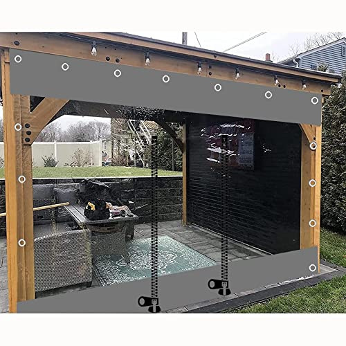 Wasserdichte Transparent Planenvorhänge,Pvc Durchsichtige Planen Seitenteile Für Außenbereich,Mit Reißverschluss,Pergola Veranda Pavillon Wetterfeste Trennvorhänge,Mit Ösen,L×H-2×3m(6.6*9.8ft)