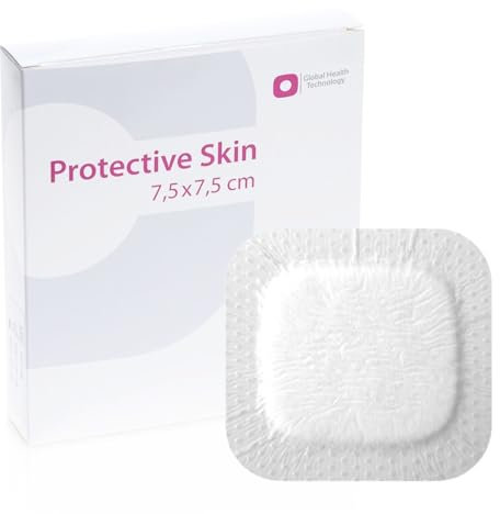 Erland Care Protective Skin 7,5 x 7,5 cm - Multifunktionaler, hochsaugfähiger Wundverband aus Silikon, selbstklebende Polsterung, hautschonend, fördert die schnelle Heilung, 10 Stück
