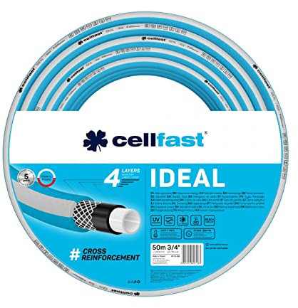 Cellfast Gartenschlauch IDEAL, Strapazierfähig, Flexibel, 4-lagig, Haltbare Kreuzgeflecht, UV und Algenbeständig, REACH-Technologie, 27 Bar, -20/+60° kurzfristig 3/4, 50m