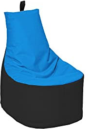 MILLINDABAG Modern Sitzsack für Kinder und Erwachsene Sessel Kissen In & Outdoor Gaminggeignet & bereits gefüllt Sitzkissen Bodenkissen (Schwarz - Hellblau, XXL - Durchmesser 78 cm ohne Hocker)