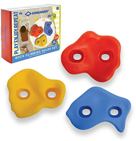 Schildkröt® Kinder Klettergriffe, 12 Griffe zum Bouldern in 3 versch. Formen, für Indoor und Outdoor Kletterwand