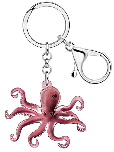 BAMAY Porte-clés Meduse Coloré Porte-clés Voiture Porte-clés Anime Bijoux Porte-clés Pieuvre pour Femme Fille Cadeaux d'été Charms (Pieuvre Brun 133)