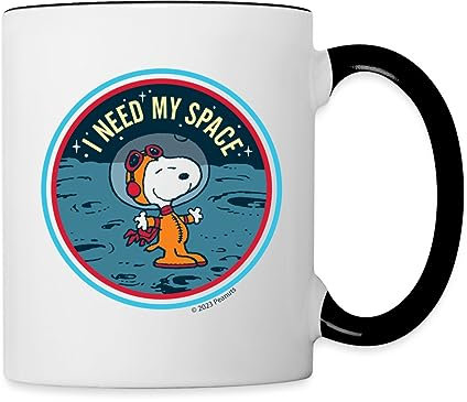 Spreadshirt Peanuts Snoopy I Need My Space Tasse Zweifarbig, One size, Weiß/Schwarz