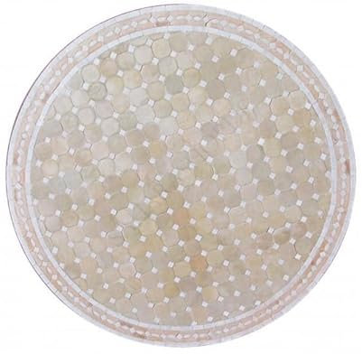 Mosaikplatte Rund Ø 100 cm Beige-Weiß