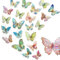 IOSPKKIO® 80 Stück mit 4 Themen Schmetterlings-Aufkleber-Set, Eiskristalle, holografisch, PET, glänzend, Kunstharz, wasserfest, transparent, Aufkleber für Scrapbooking-Zubehör