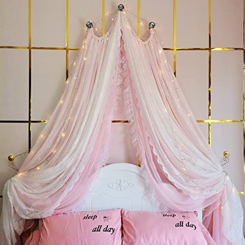 XJZHANG Prinzessin Betthimmel Einfache Spitze Bettmantel Universal Für Bettvorhang Kinderzimmer Dekoratives Garn Nachahmung Kristall Hängevorhang