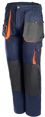 lepni.me Pantalon de Travail Homme Cargo avec Genouillère | Vêtements Stretch Sécurité et Multipoches pour Chantier Peintre Jardinier Randonnée (XL Bleu Marine sans Impression)