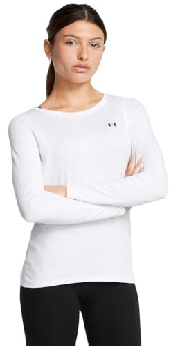 Under Armour Women's HeatGear Long-Sleeve T-Shirt Tech Mesh, (101) White / / Black, Medium