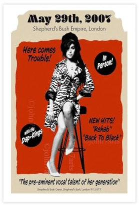 DESHVA Amy Winehouse Konzertposter auf Leinwand, Schlafzimmer-Dekor, Sportlandschaft, Büro, Raumdekoration, Geschenk, ungerahmt, 30 x 45 cm