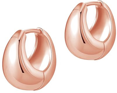 Ohrringe Roseold Creolen Rosegold Klein, Drop Tropfen Chunky Ohrringe, 14K Vergoldet Kreolen Huggie Creolen Mini für Damen Mädchen Herren(Rosegold)