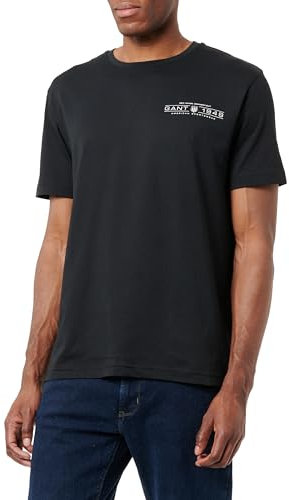 GANT Herren Printed Graphic SS T-Shirt, Black, 58