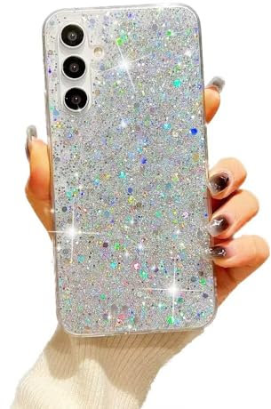 SEHEYA Hülle Kompatibel mit Samsung Galaxy A22 5G Glitzer Pailletten Handyhülle Transparent Silikon Case Weiche TPU Klar TPU Bumper Ultra Dünn Schutzhülle Cover, Silber
